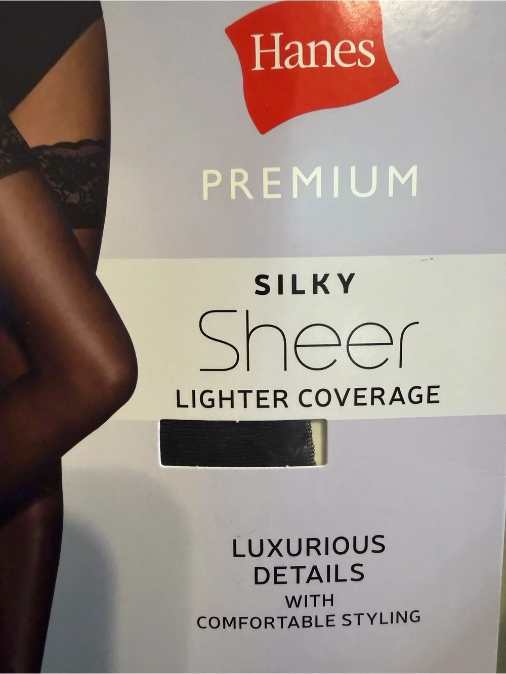 Hanes Premium Silky Sheer Lace Thigh High Stockings Black XL 20 Denier NIP